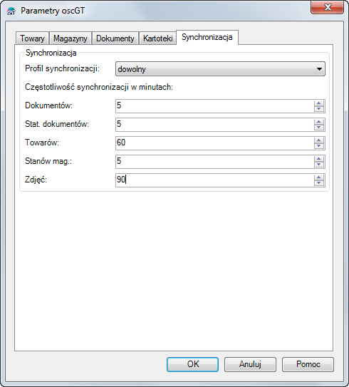 Parametry – Synchronizacja Parametry – Synchronizacja