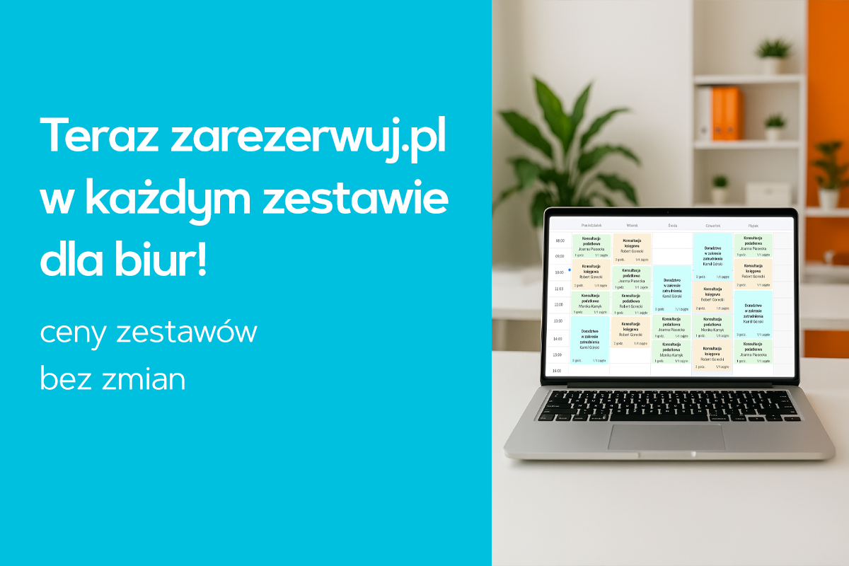 Teraz zarezerwuj.pl w każdym zestawie dla biur! Ceny zestawów bez zmian