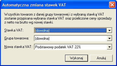 Automatyczna zmiana stawek VAT w Subiekcie dla Windows