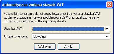 Automatyczna zmiana stawek VAT w Subiekcie GT